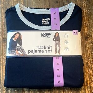 Lands' End Women’s 2-piece Blue Pajama Set Soft Knit Comfort